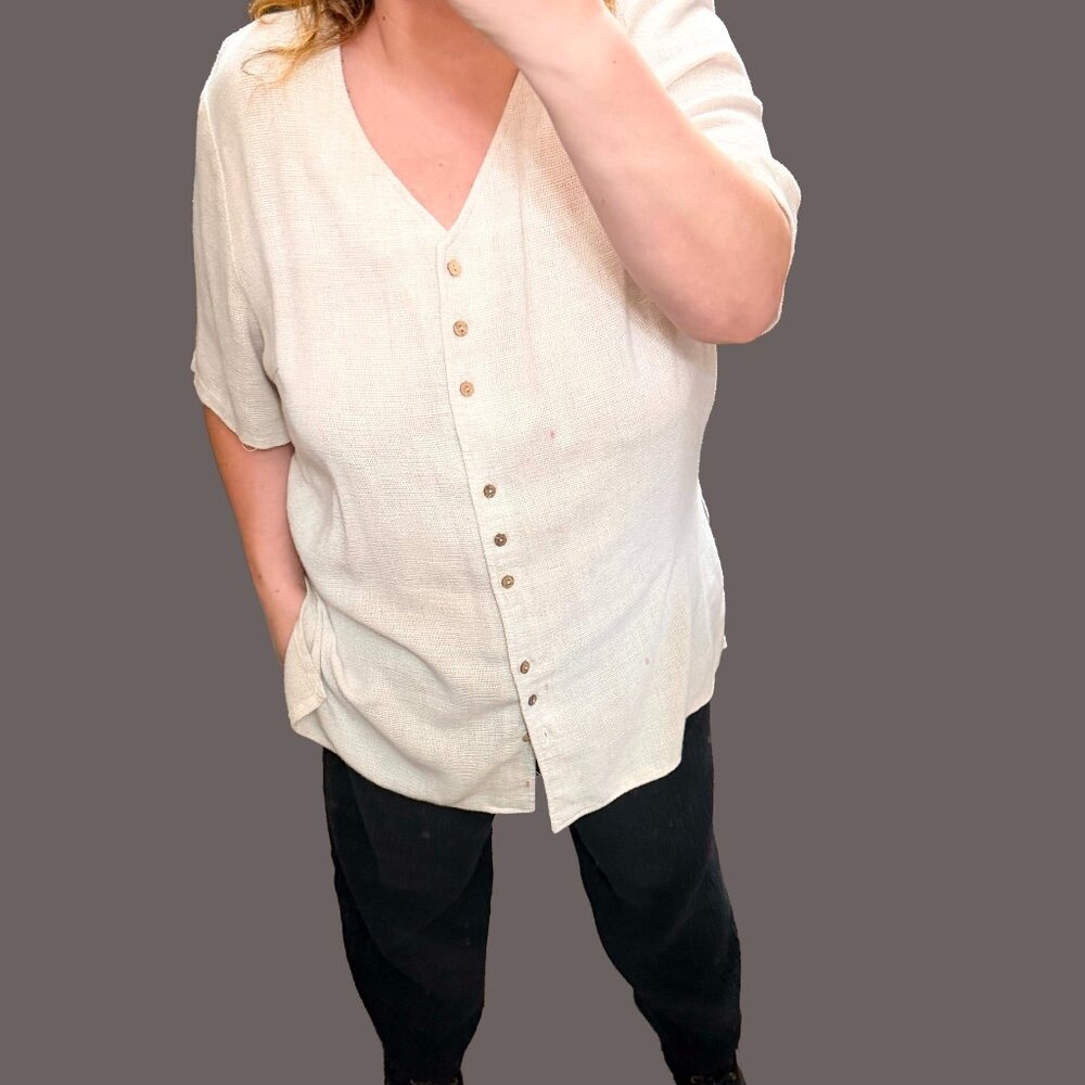 Worthington White Witchy Button Down Blouse Plus 20W 90s Practical Magic Stevie